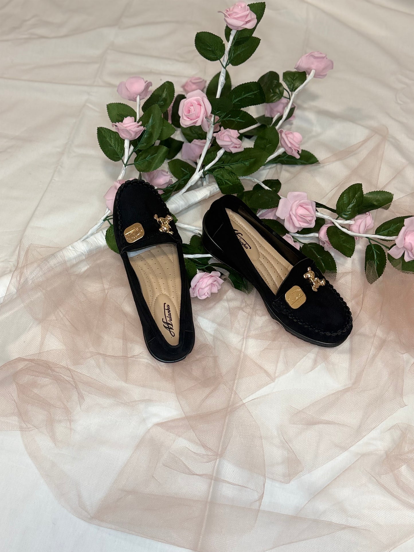 Classic Black Loafers – Gold Detail