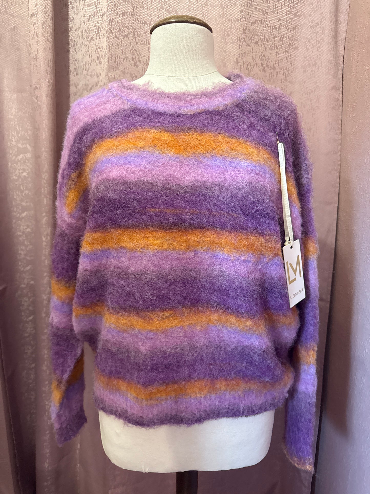 Rainbow Fuzzy Striped Knit Sweater