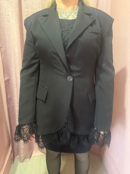 Embellished Lace Trim Tailored Blazer