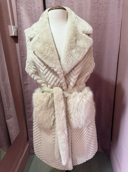 Belted Faux Fur Gilet with Pockets