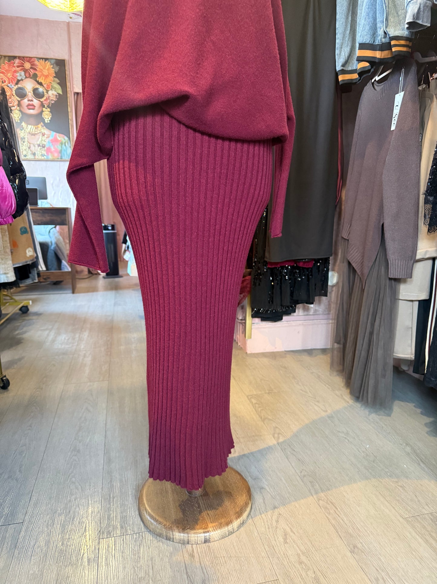 Burgundy Knit Two-Piece Set