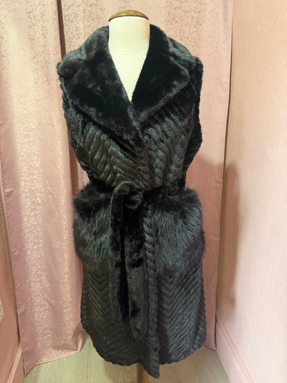 Belted Faux Fur Gilet with Pockets