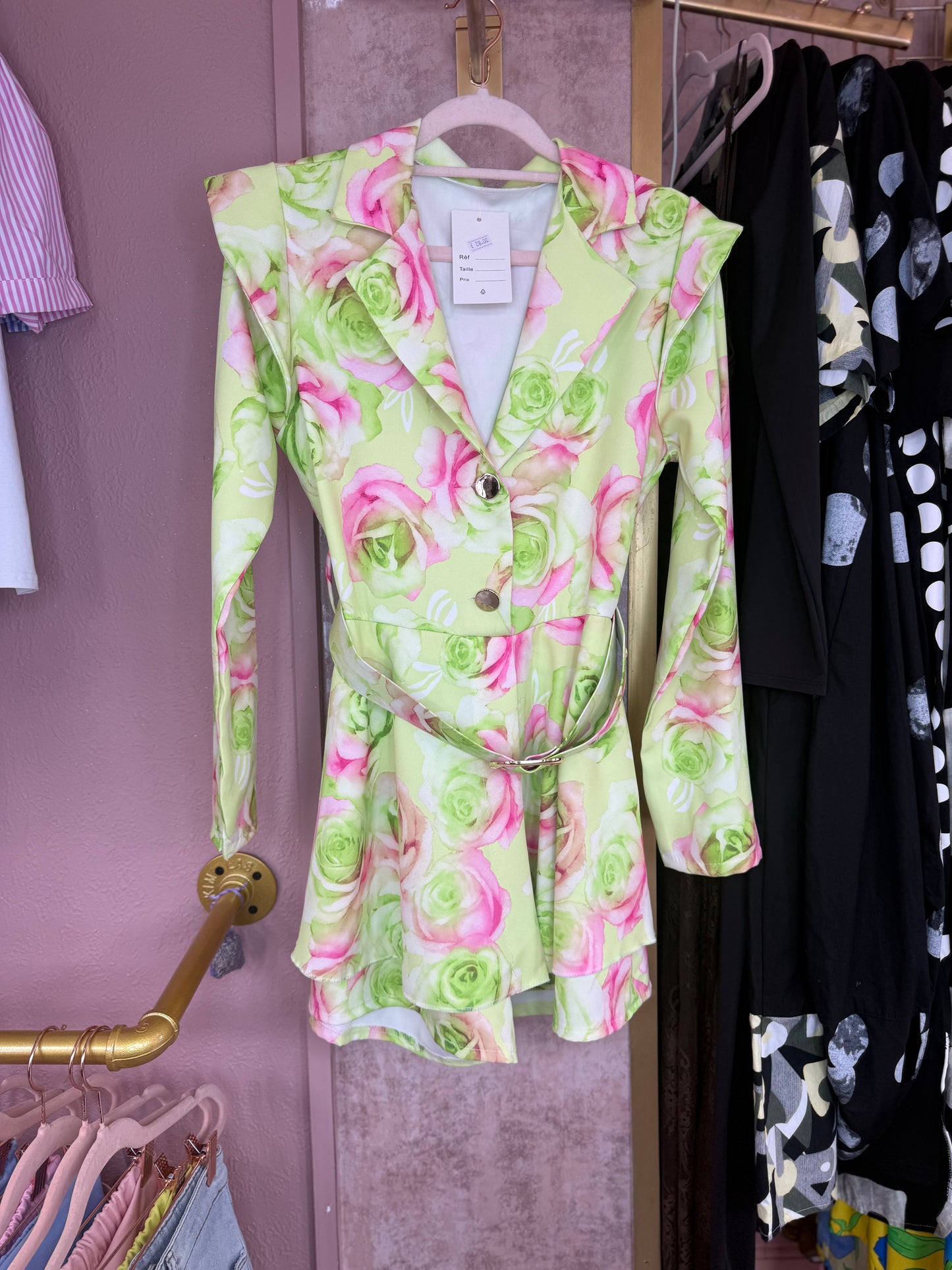 Floral blazer dress with built-in shorts