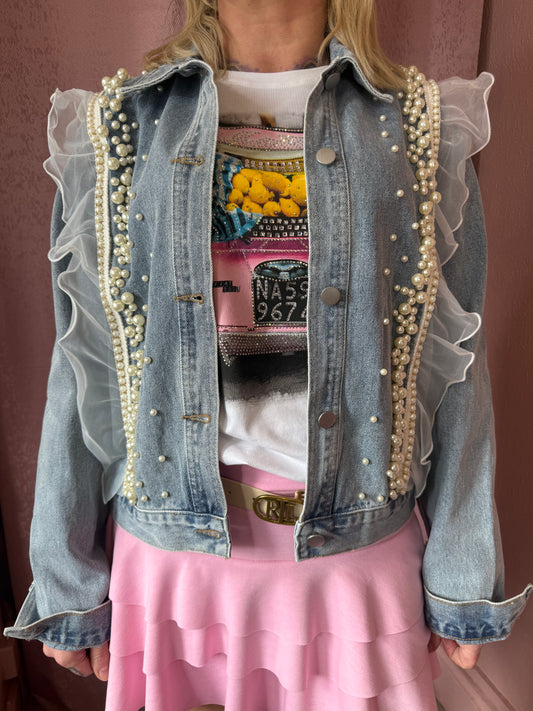 Pearl Detailing Denim Jacket 🤍
