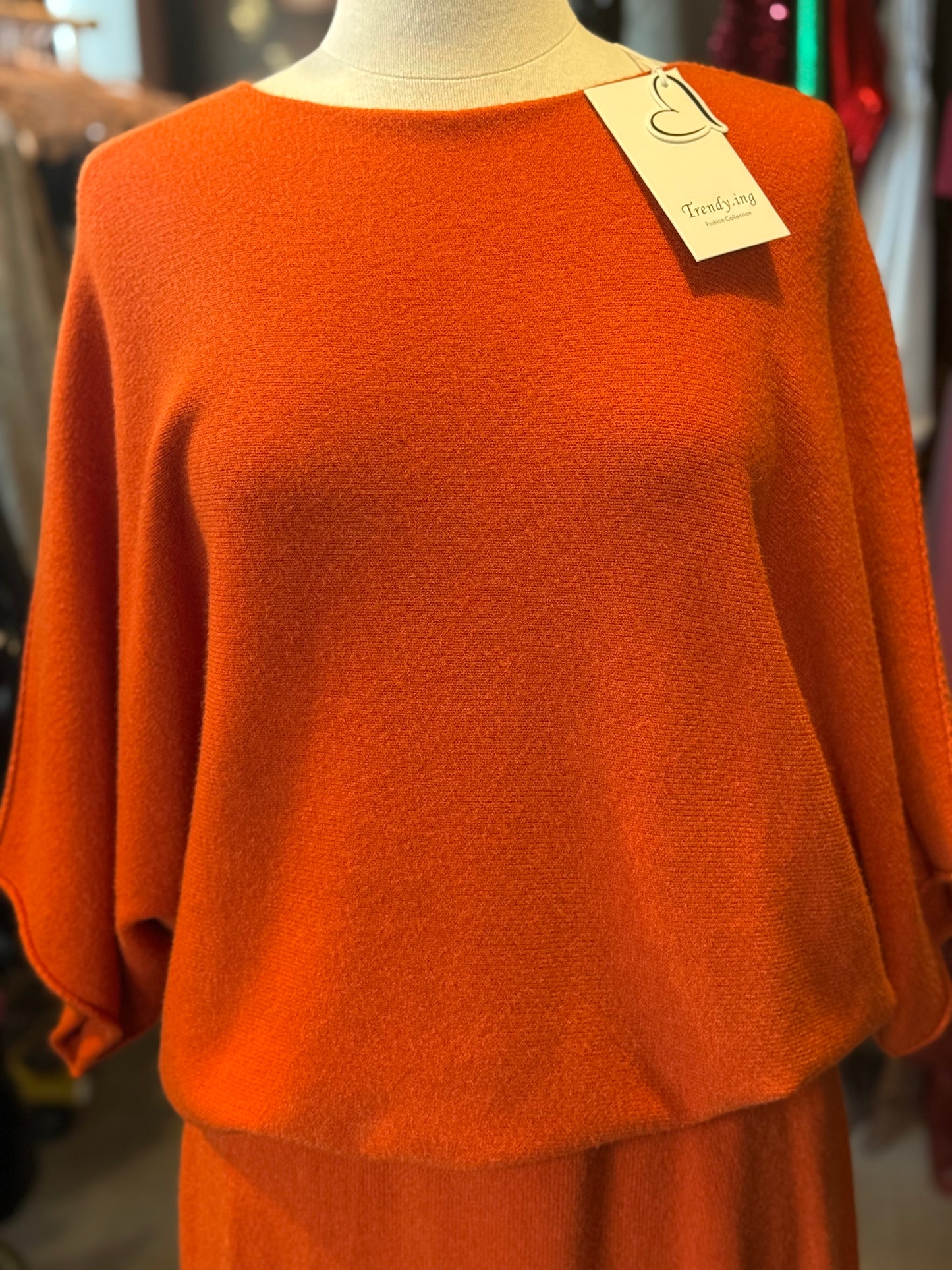 Orange Knit Two-Piece Set