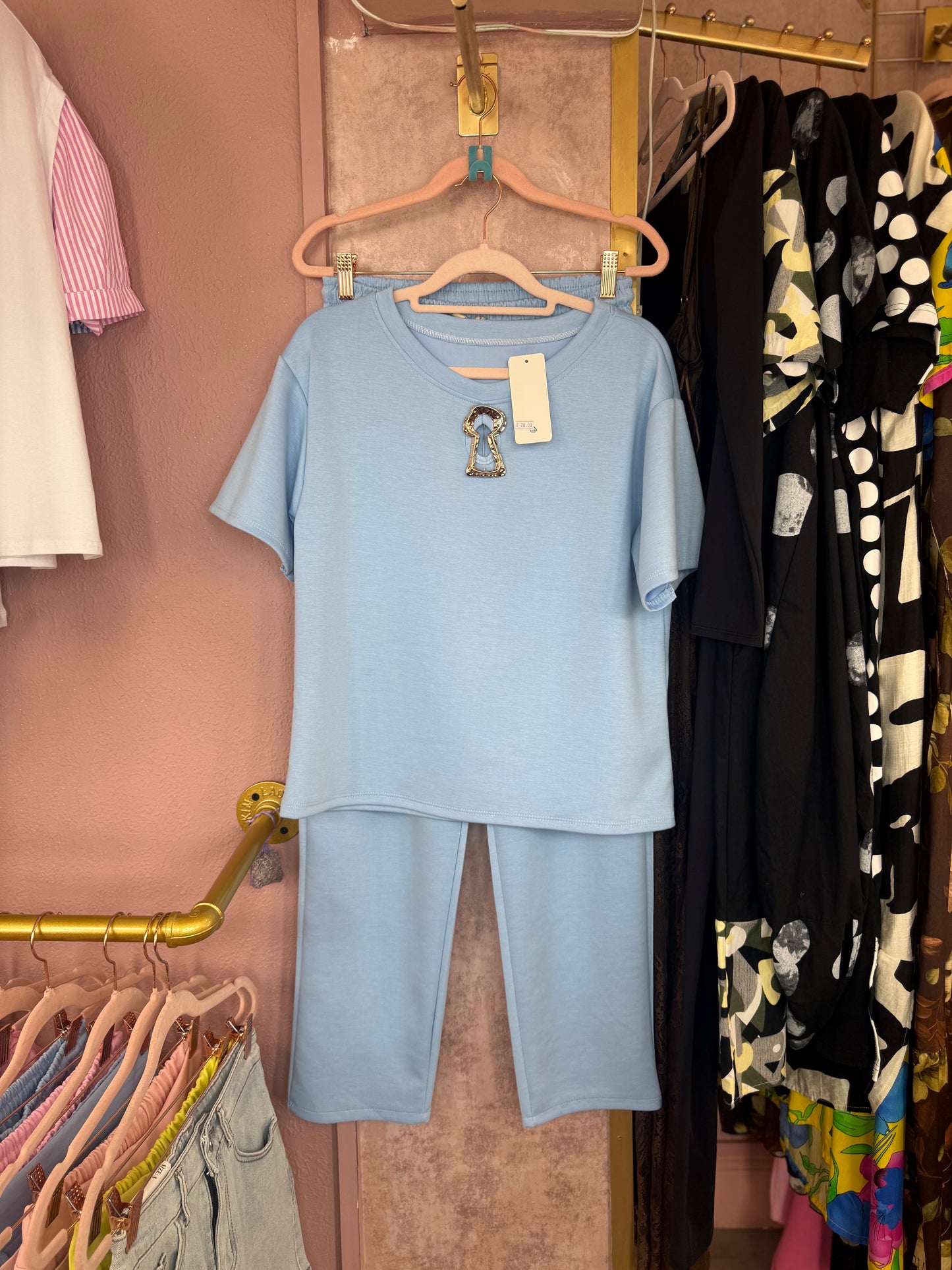 Baby blue co-ord set with detail