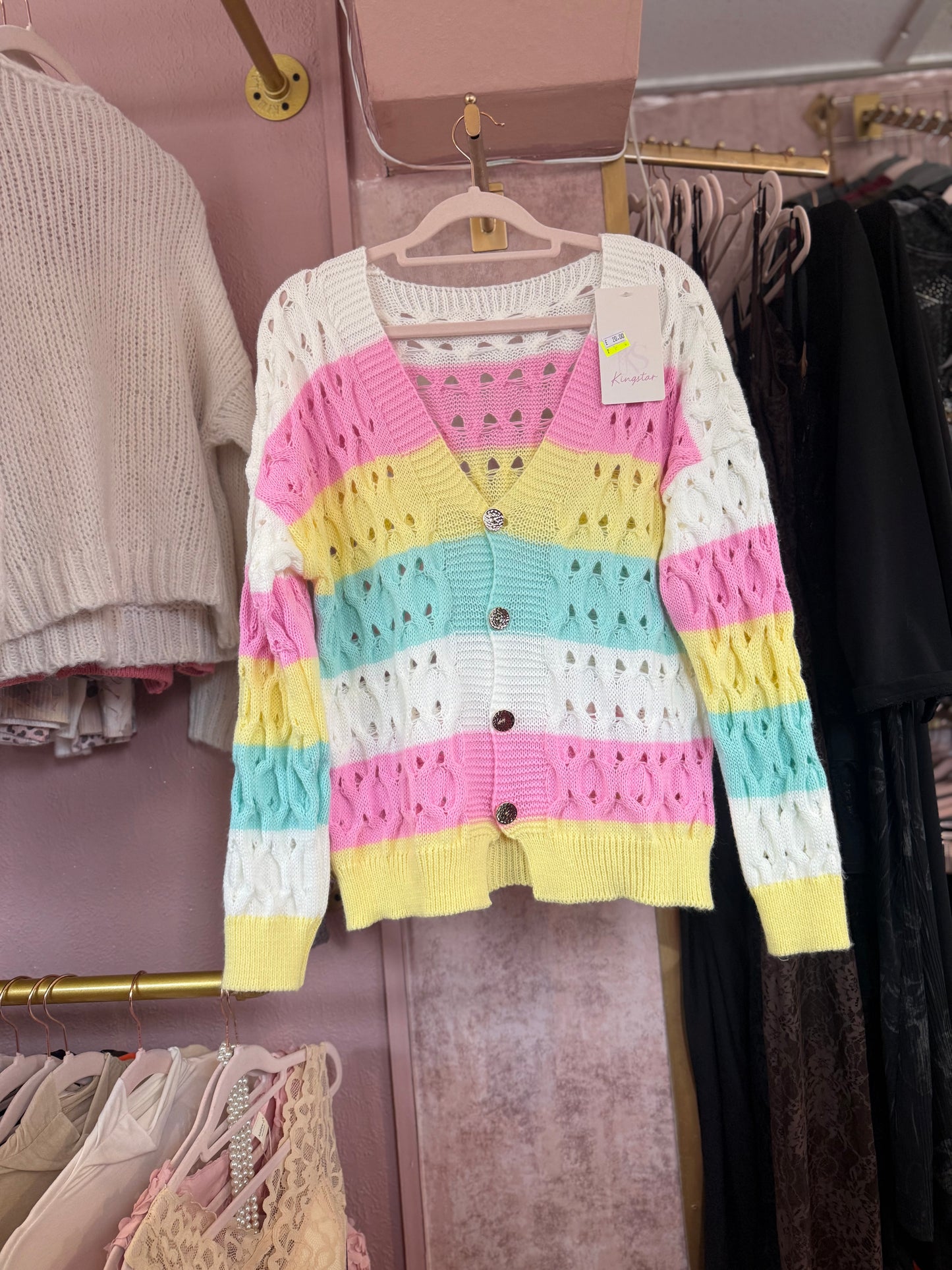 Pastel Stripe Knitted Cardigan