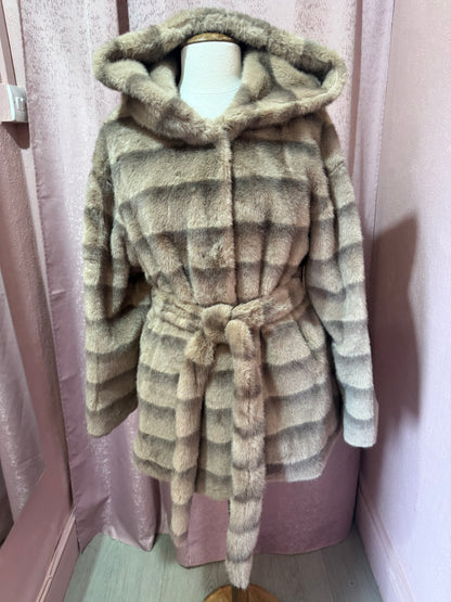 Hooded Faux Coat with Pockets
