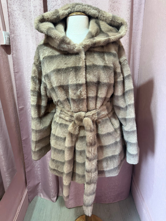 Hooded Faux Coat with Pockets