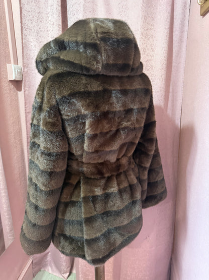 Hooded Faux Coat with Pockets