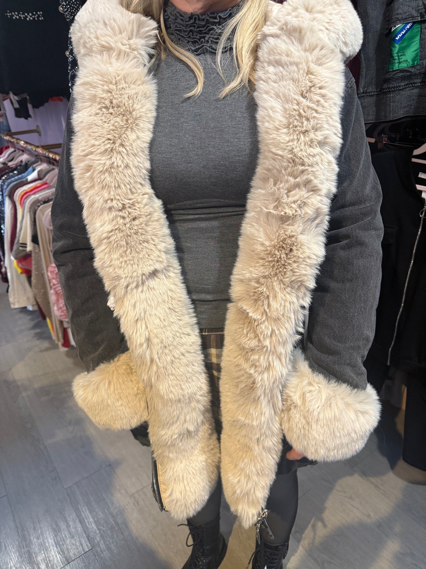 Reversible Luxe Fur Trim Jacket