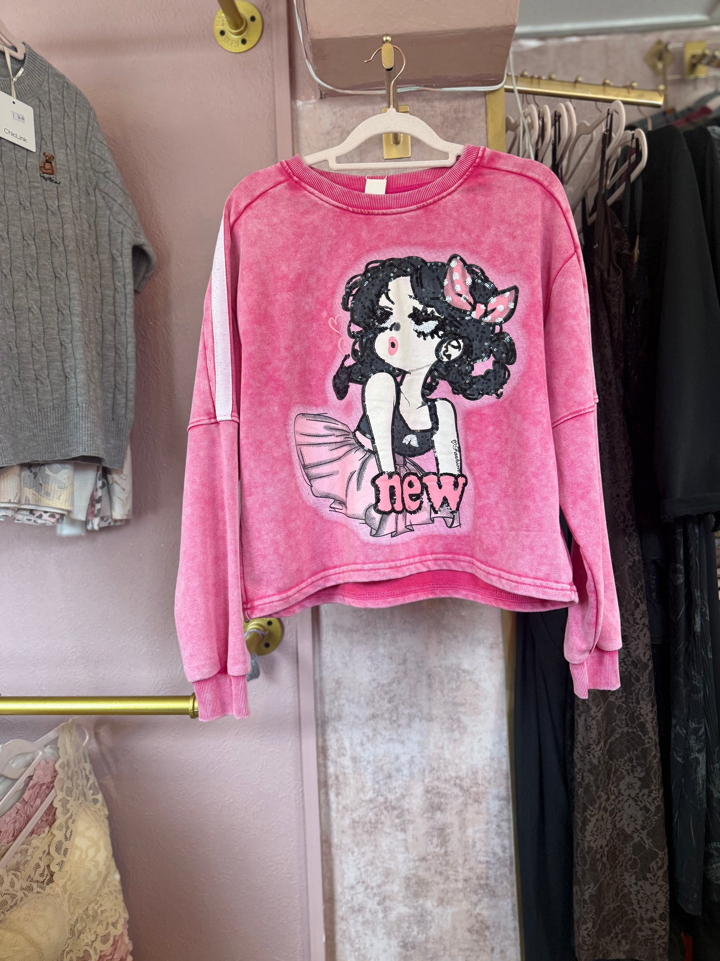 Pink Sequin Sweatshirt