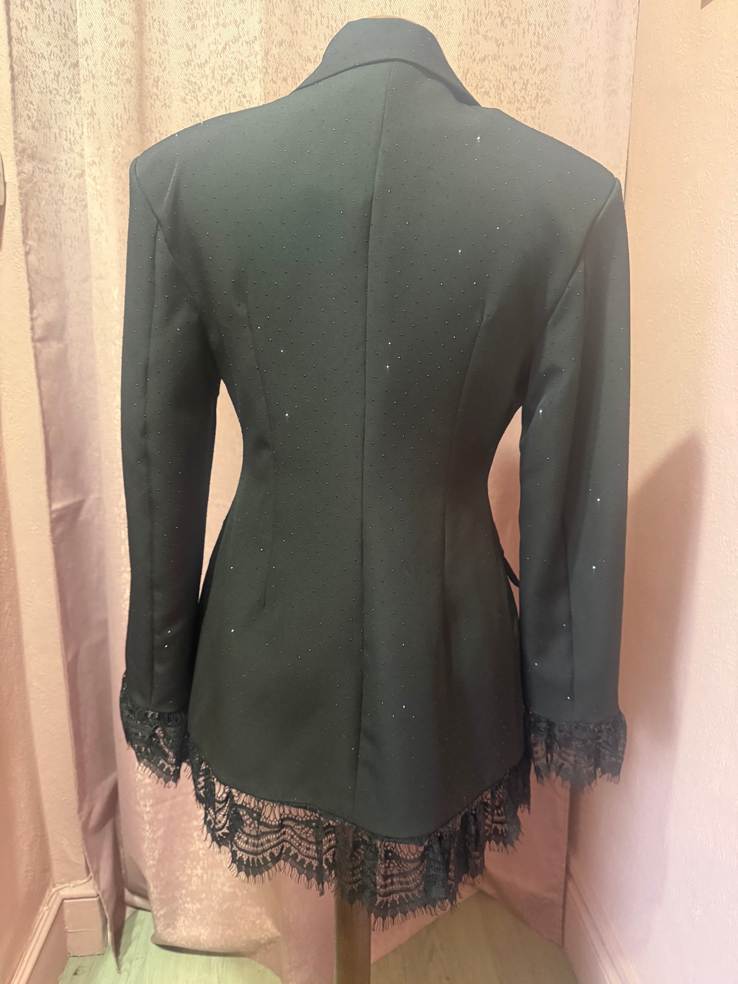 Embellished Lace Trim Tailored Blazer