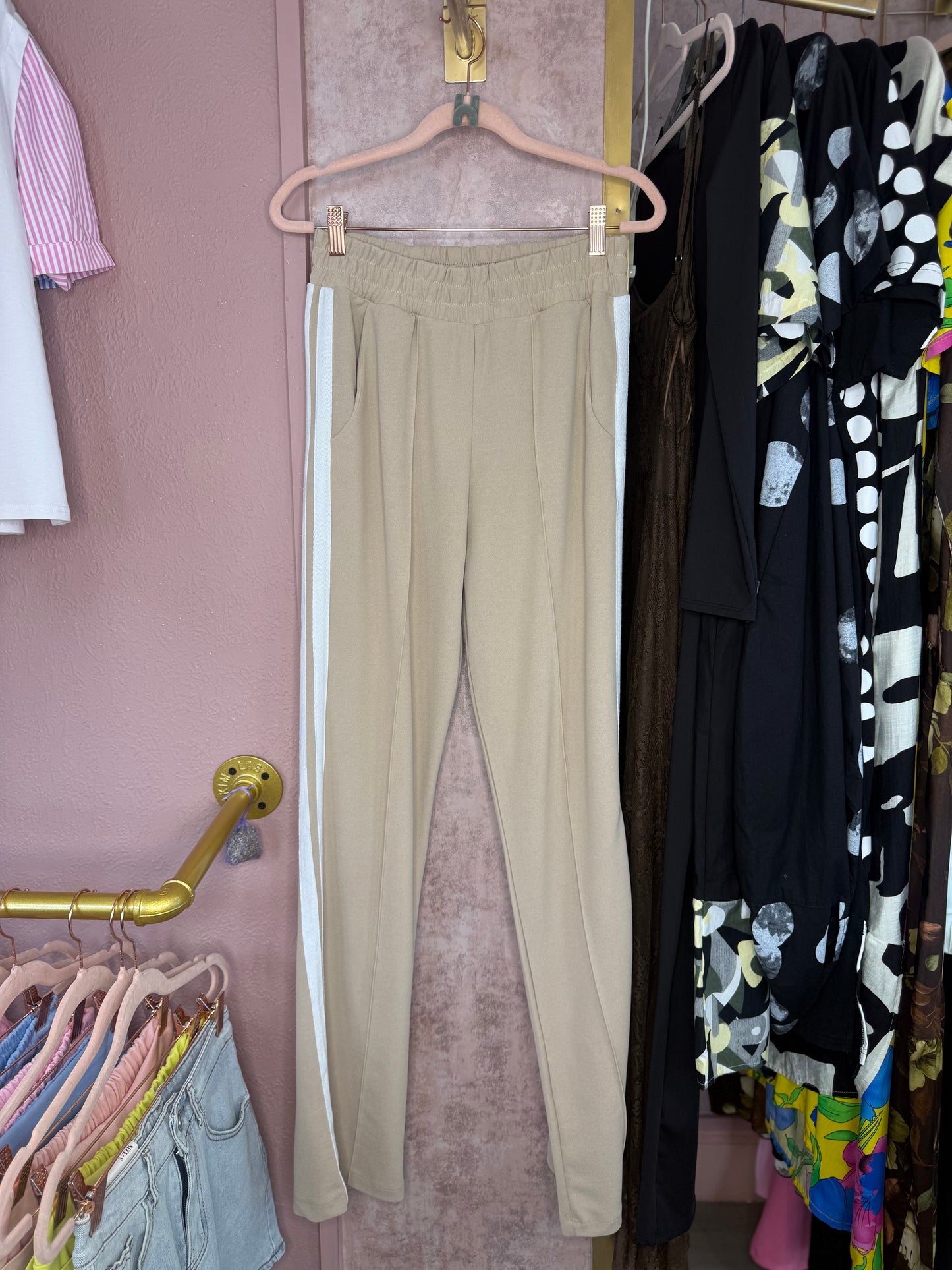 Beige stripe blazer set