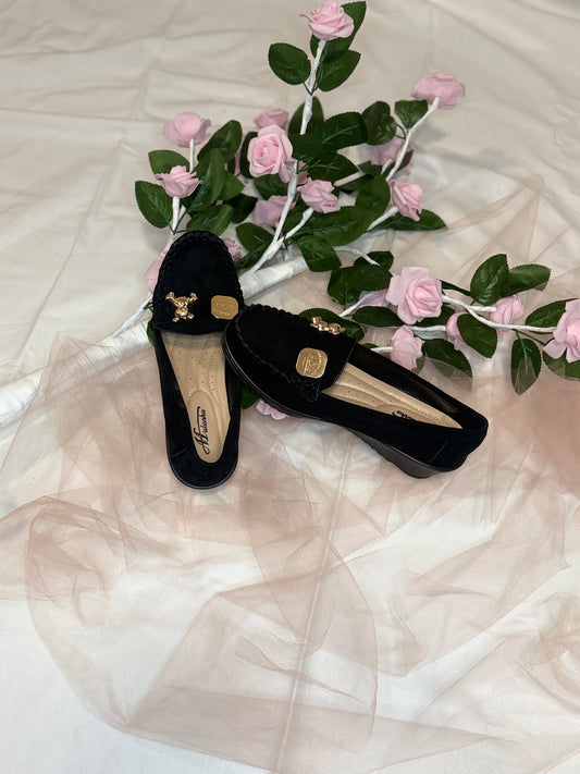 Classic Black Loafers – Gold Detail