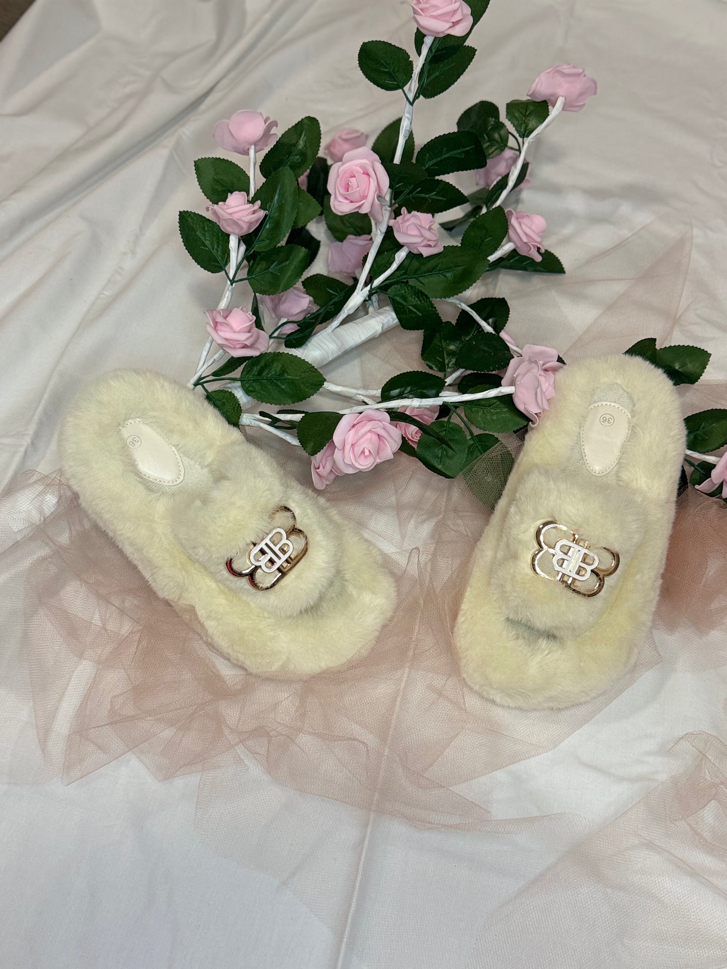 Faux Fur Slides