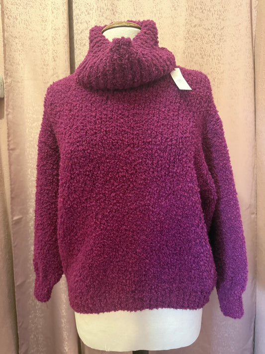 Soft Textured Turtleneck Knit Sweater