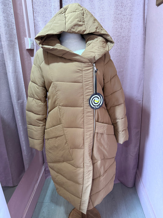 Camel Long Puffer Coat