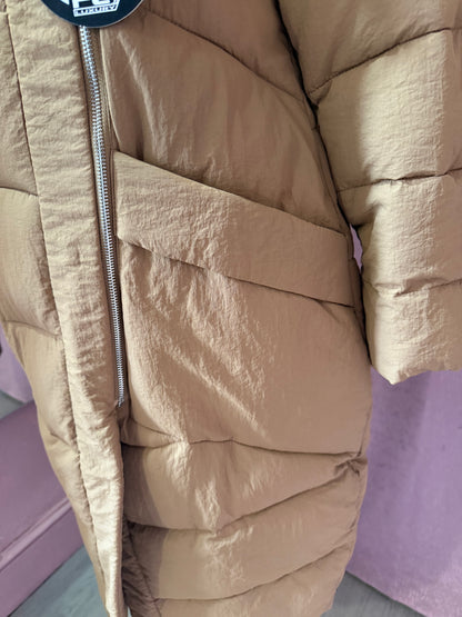 Camel Long Puffer Coat
