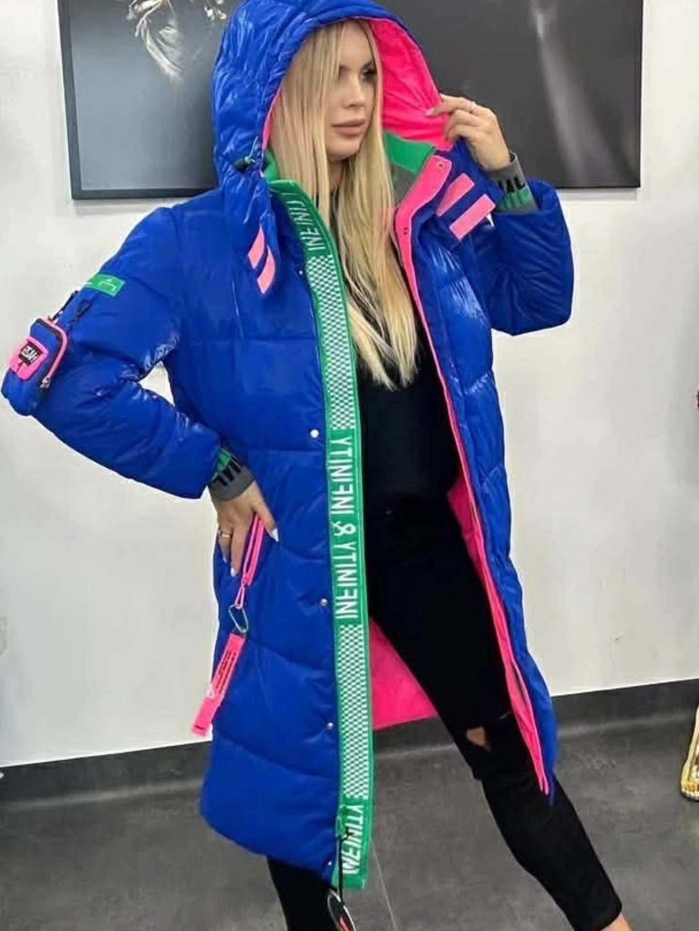 Neon Blue Puffer Coat