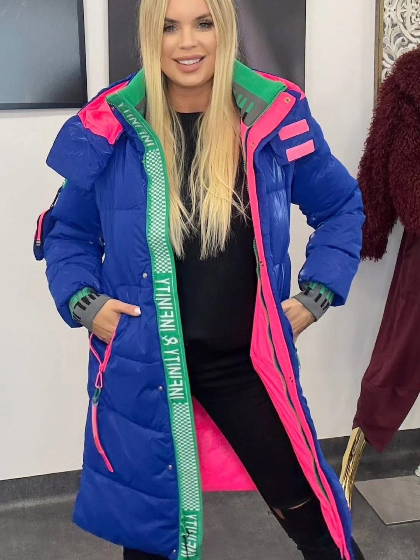 Neon Blue Puffer Coat