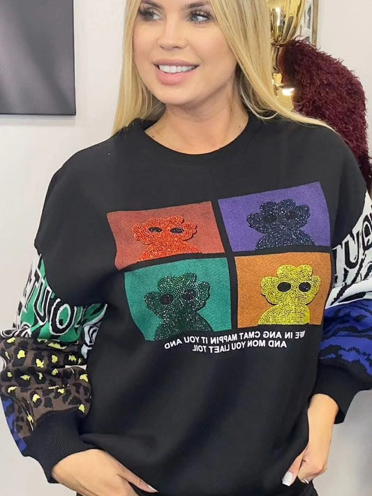 Colour Block Bling Sweatshirt