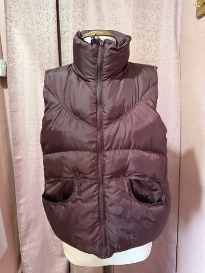 Burgundy Puffer Gilet with Pockets