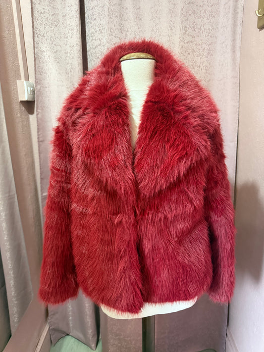 Red Wine Faux Fur Jacket