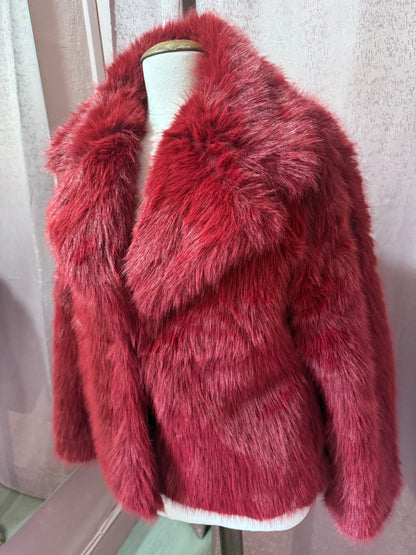 Red Wine Faux Fur Jacket