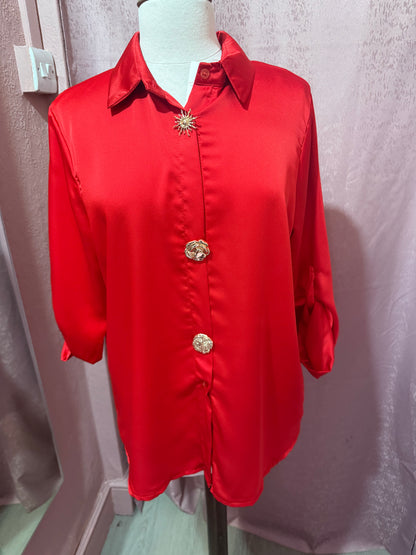 Satin Button Detail Blouse