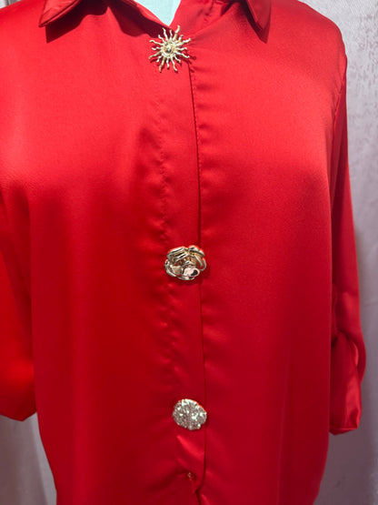 Satin Button Detail Blouse