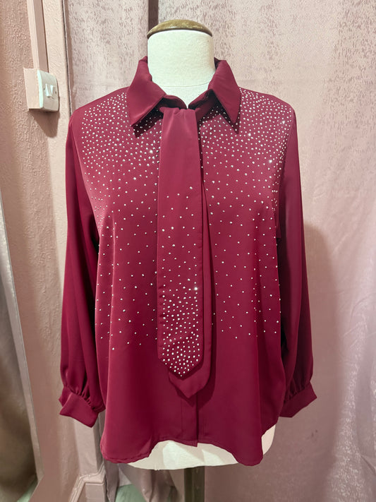 Satin Blouse with Detachable Tie