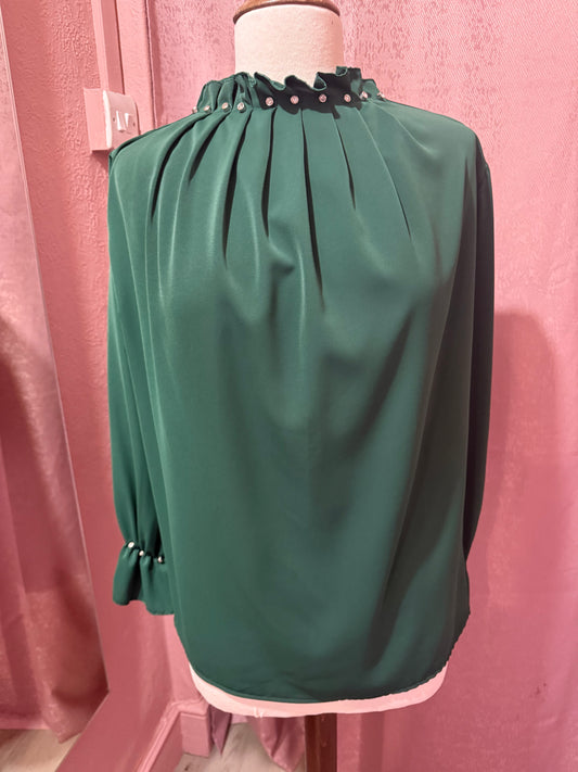 Satin Pleated Neckline Blouse