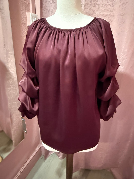 Burgundy Satin Blouse