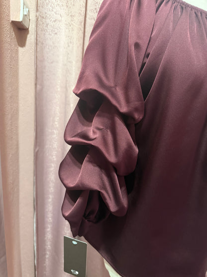 Burgundy Satin Blouse