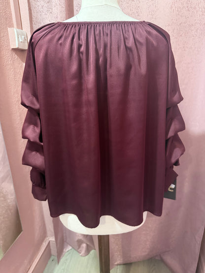 Burgundy Satin Blouse