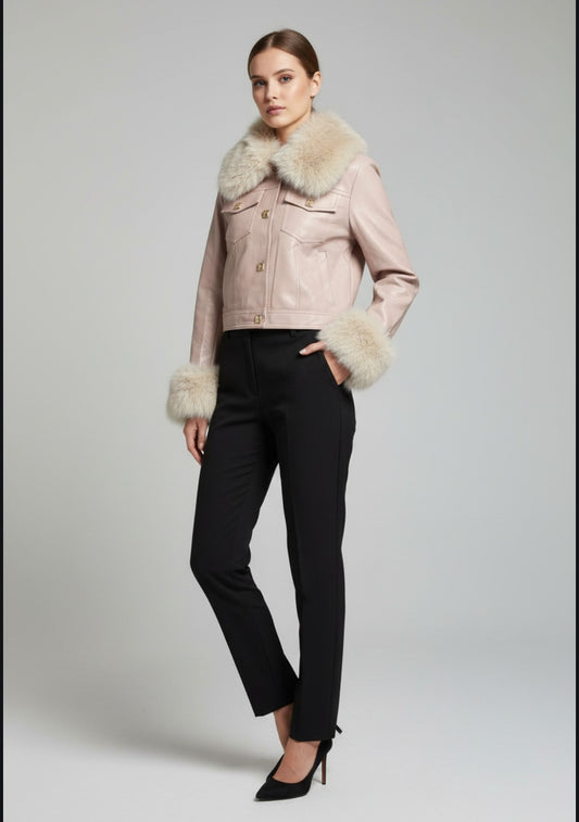 Blush Faux Fur Collar Jacket