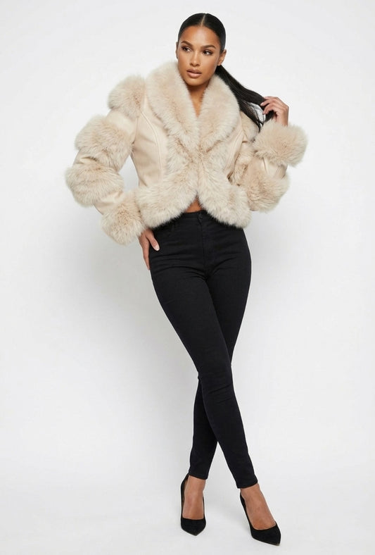 Luxe Fur Trim Cropped Jacket