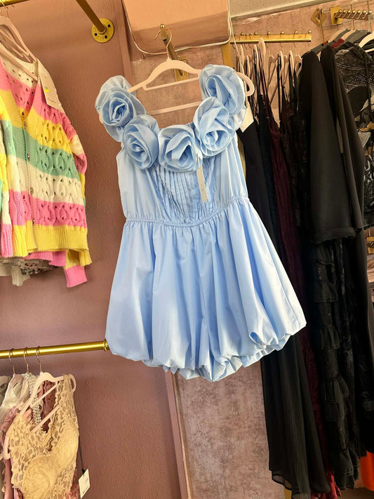 Blue Rose Detail Dress